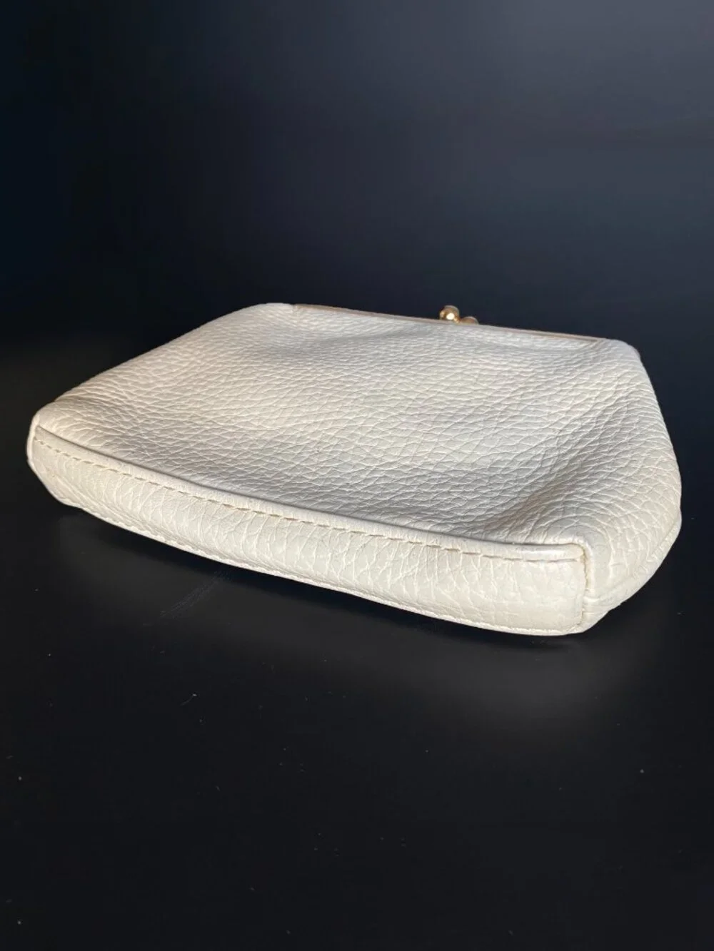 Dooney and Bourke Pebbled Leather Kiss Lock Wallet Ivory